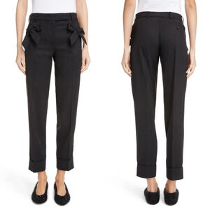 New Simone Rocha Bow Pocket Wool Blend Pants Black Designer Women’s NWT 10